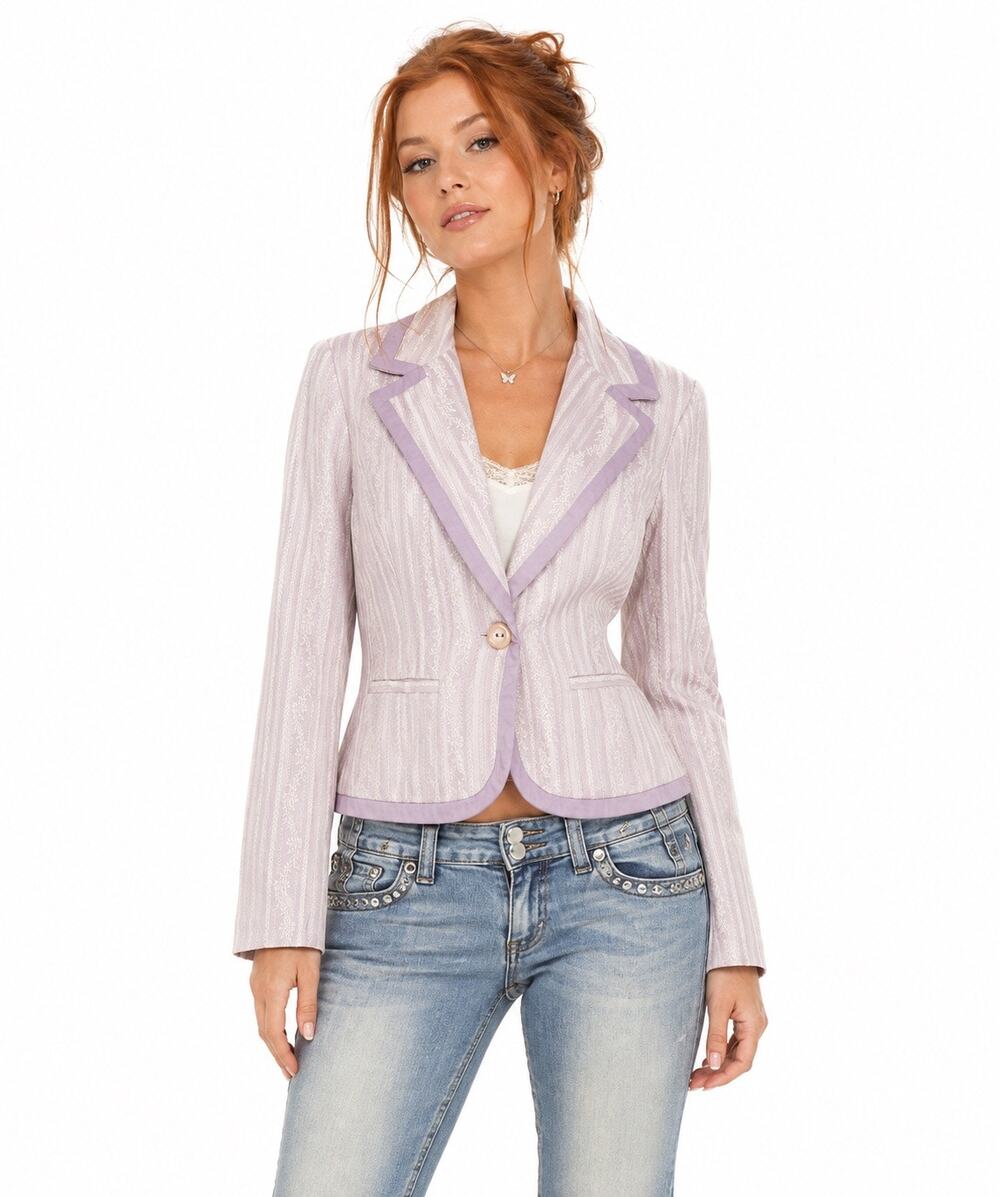 Vintage Y2K Xhilaration Lilac & Ivory One Button Closure Single Breasted Blazer